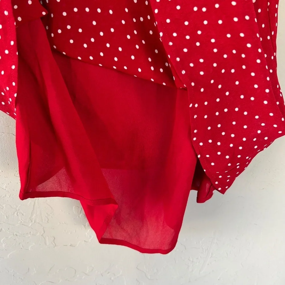 Reformation Eletta Ditty Mini Dress Red And White Polka Dot Size 6 - Picture 7 of 8